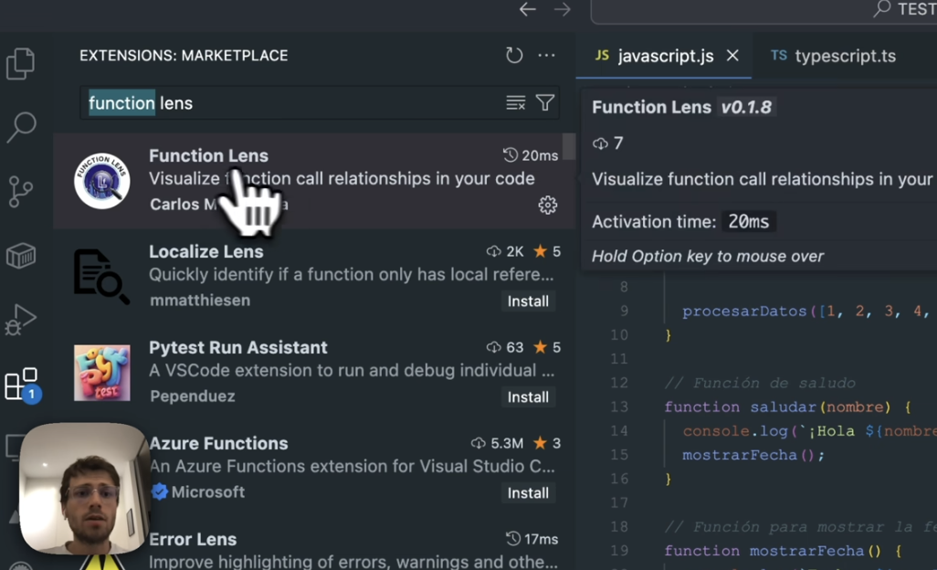 Function Lens · VS Code extension